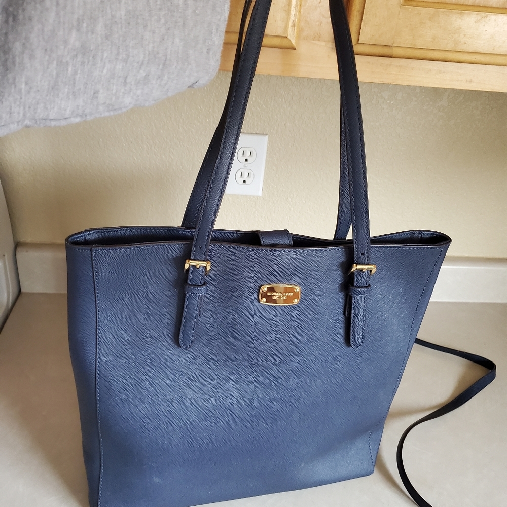 Euc Michael Kors Navy Blue Shoulder Bag Purse xlarge - Picture 2 of 13